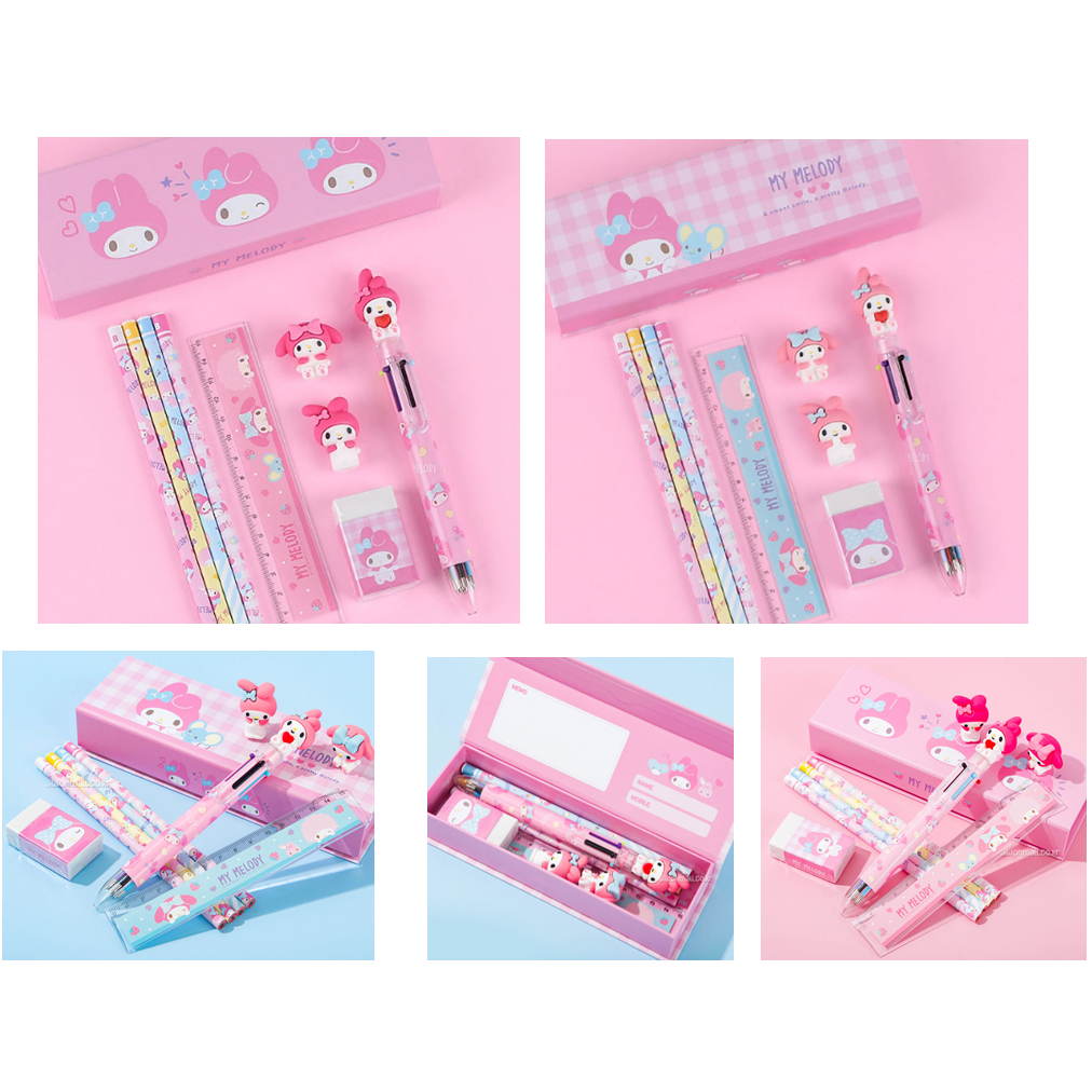 sanrio-ชุดเครื่องเขียนยอดนิยม-my-melody-สีชมพู-สีฟ้า