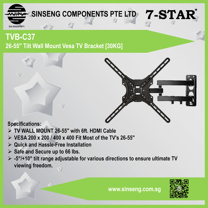 Tvbc37 26 นิ้ว 55inch Tilt Wall Mount Vesa TV / Monitor Bracket [30KG