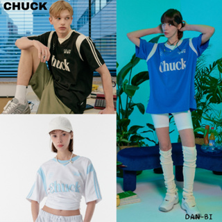 [CHUCK] เสื้อยืด คอวี ยูนิฟอร์ม / 4 สี / ของแท้ 100% / สินค้าเกาหลี / ทรงหลวม