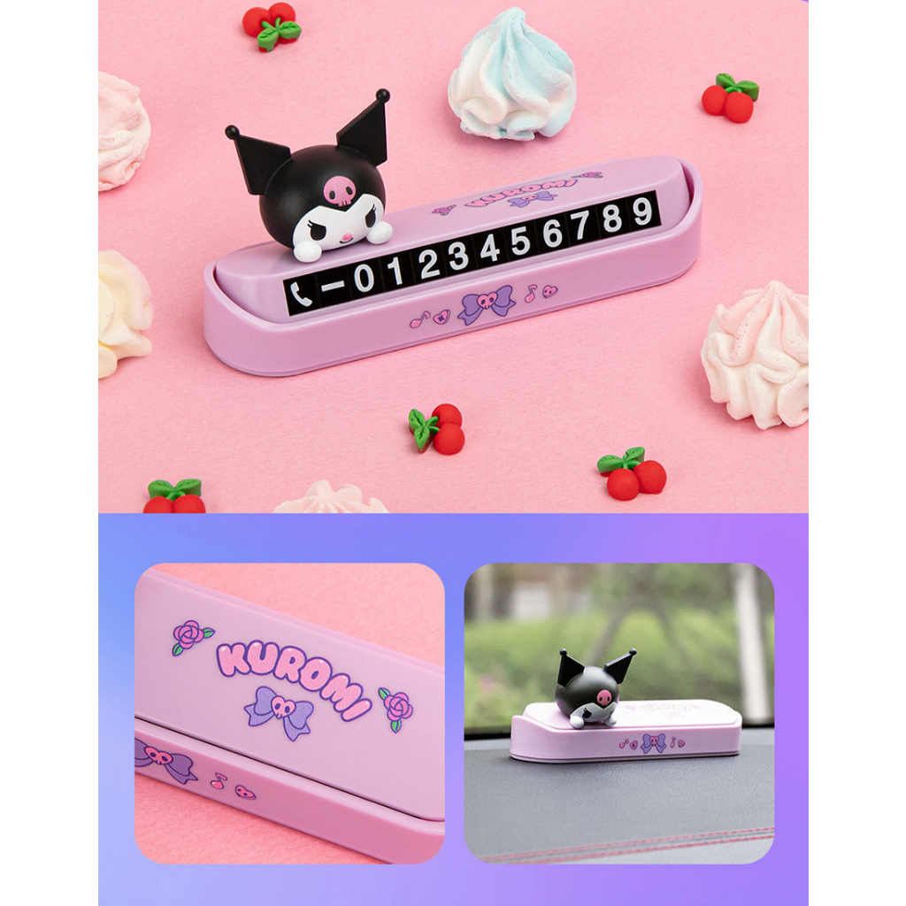 sanrio-kuromi-ป้ายทะเบียนรถยนต์-อุปกรณ์เสริม-สําหรับตกแต่งรถยนต์