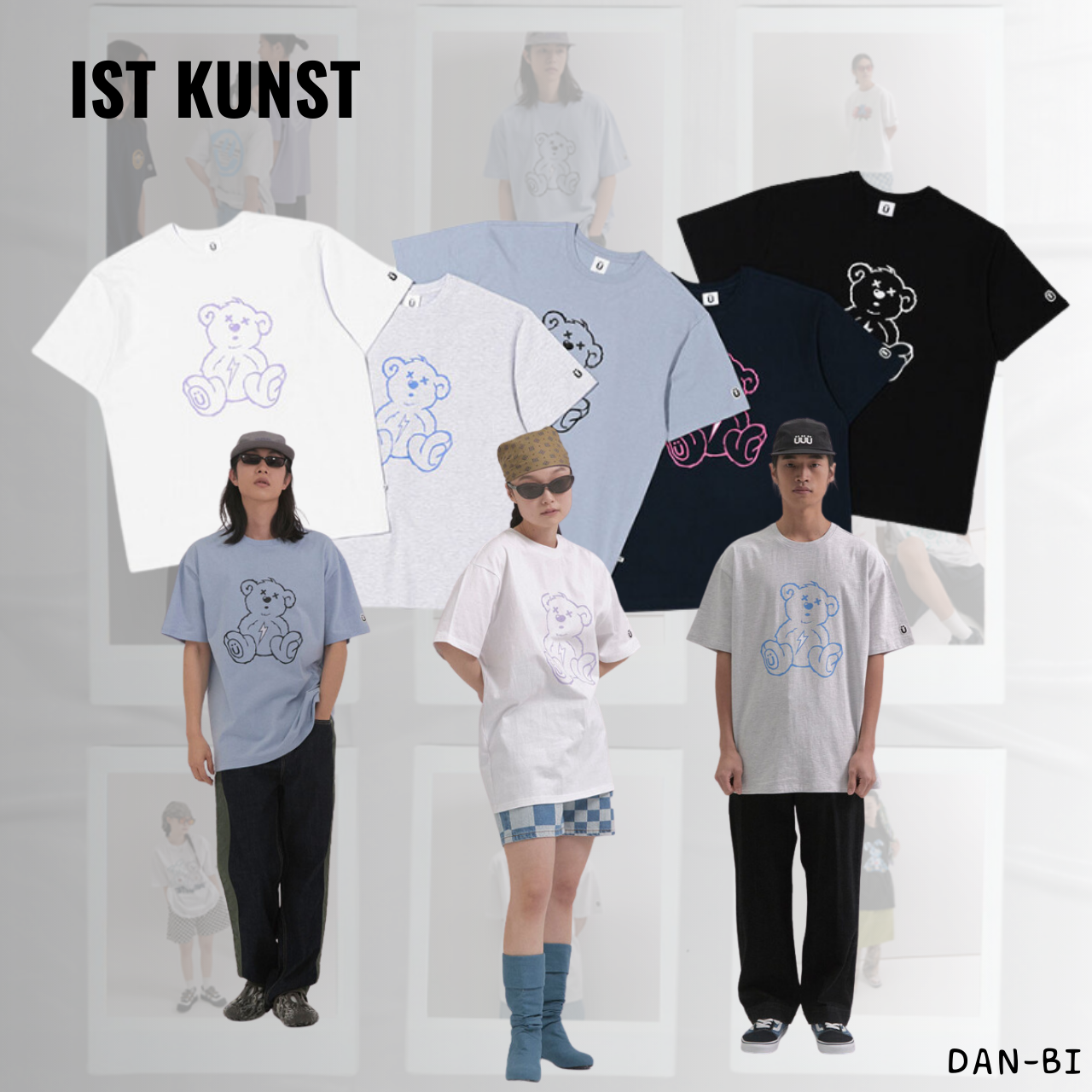 ist-kunst-thunder-bear-t-shirts-เสื้อยืดคู่รัก-unisex-สินค้าเกาหลี-3-สี-3-ขนาด-เสื้อยืด-ทรงโอเวอร์ฟิต