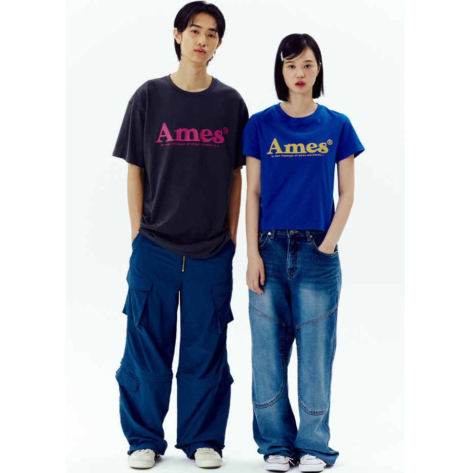 ames-worldwide-basic-logo-tee-6color-3size-short-sleeves-สินค้าเกาหลี-ของแท้-100