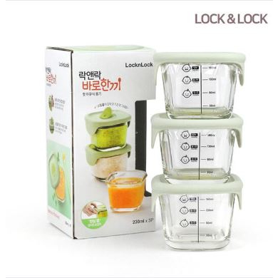 lock-amp-lock-กล่องเก็บอาหารเด็กทารก-แก้ว-230-มล-3p-ชุดล็อคฝาซิลิโคน-ภาชนะบรรจุอาหารเด็ก