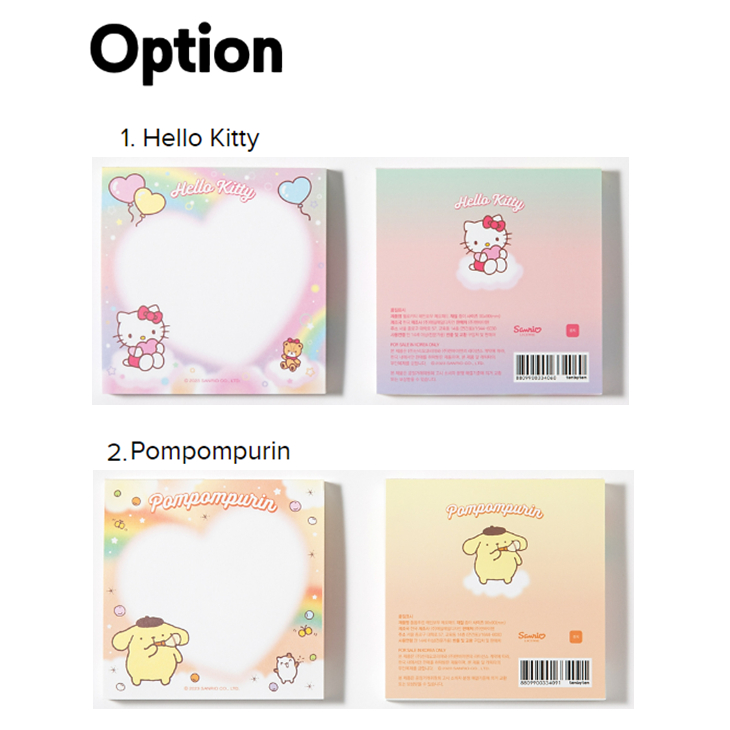 sanrio-แผ่นกระดาษโน้ต-ลาย-hello-kitty-pompompurin-สีรุ้ง