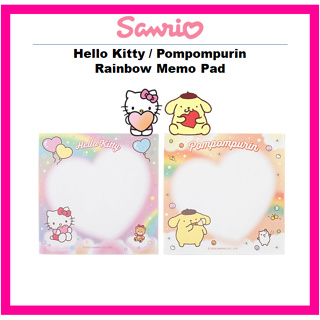 [Sanrio] แผ่นกระดาษโน้ต ลาย Hello Kitty Pompompurin สีรุ้ง