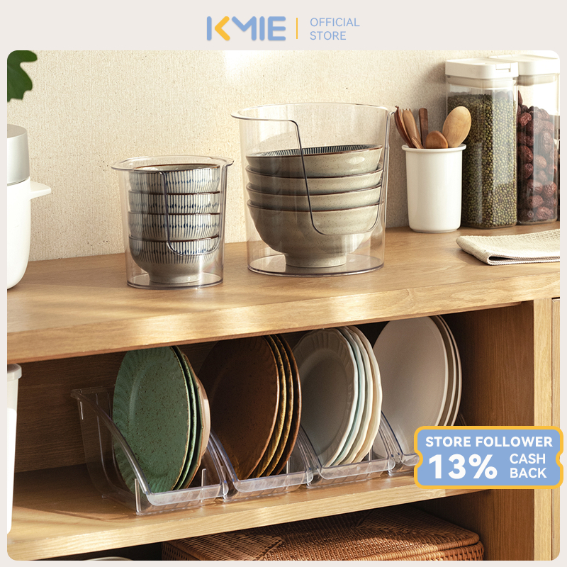 Kmie ชามใสผู้ถือชั้นวางจานแผ่นขาตั้งครัวสมาร์ทมี 3 ขนาด | Shopee Thailand