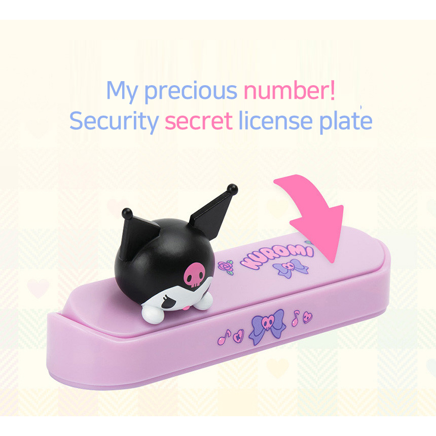 sanrio-kuromi-ป้ายทะเบียนรถยนต์-อุปกรณ์เสริม-สําหรับตกแต่งรถยนต์