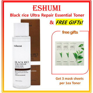 Eshumi Black rice Ultra Repair โทนเนอร์ที่จําเป็น【ฟรีของขวัญ #10,#8 】เซรั่มเมล็ด Innisfree 15 มล. &amp; Retinol Ampoule 7 มล. / Eshumi Black rice Ultra Repair Essential Toner