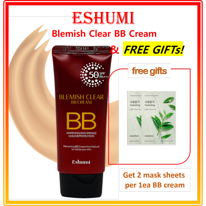 eshumi-blemish-clear-บีบีครีม-ของขวัญฟรี-10-เซรั่มเมล็ด-innisfree-15-มล-eshumi-blemish-clear-bb-cream