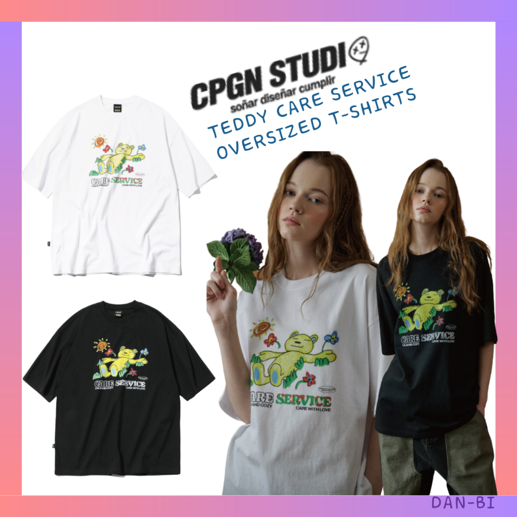 cpgn-studio-teddy-care-service-oversized-t-shirts-2color-m-l-สินค้าเกาหลี-แขนสั้น