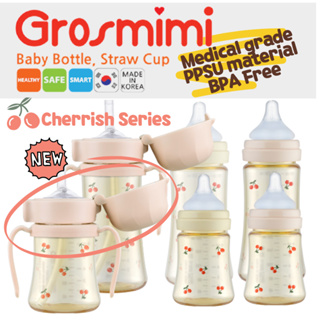 [เกาหลี]🇰🇷ของแท้ Grosmimi ขวดนม พร้อมหลอดดูด ปลอด BPA ขนาด 200 มล. 300 มล. สําหรับเด็กวัยหัดเดิน