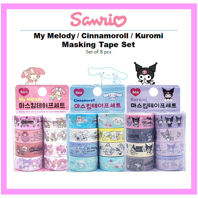 sanrio-ชุดเทปกาว-my-melody-cinnamoroll-kuromi-8-ชิ้น