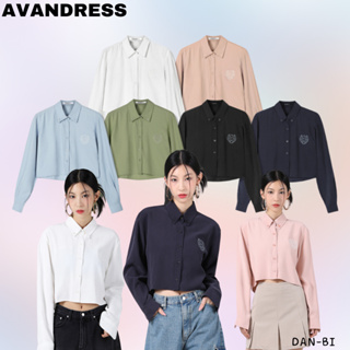 [AVANDRESS] เสื้อเชิ้ตแขนสั้น สีพื้น พีช FW - 6COL / ของแท้ 100% / เสื้อครอป