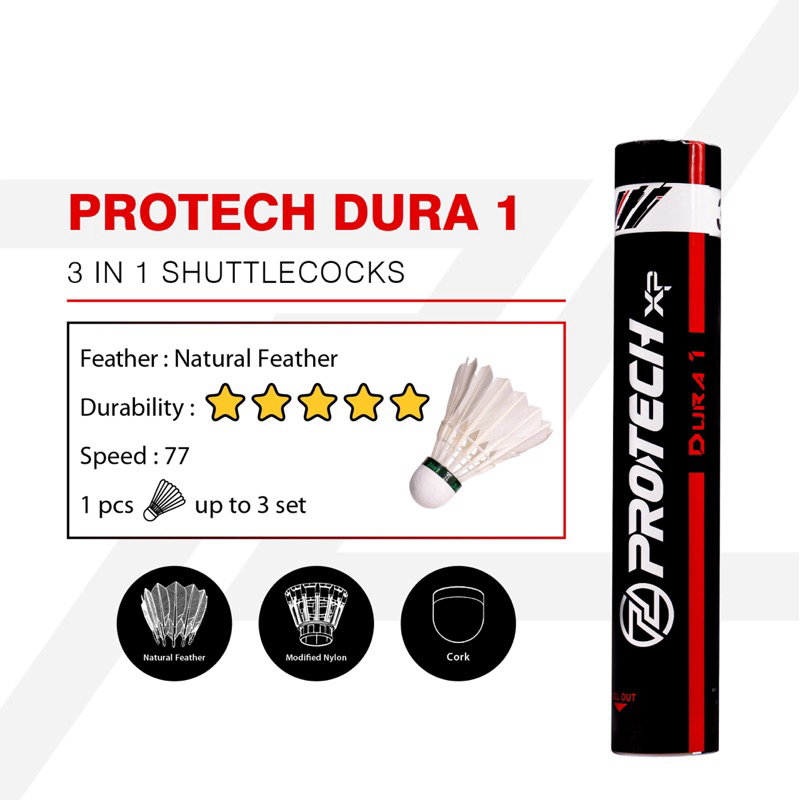 Protech 3 IN 1 HYBRID SHUTTLECOCK - DURA 1 (CAN LAST UP TO 3 ชุดเกม ...