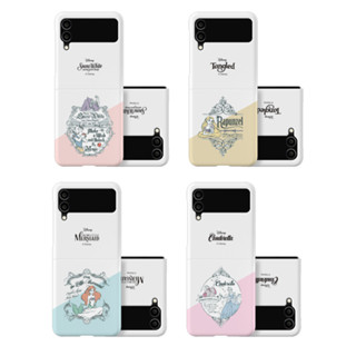 Disney เคสโทรศัพท์มือถือแบบแข็ง ใส กันกระแทก ลายเจ้าหญิงดิสนีย์ นางเงือกน้อย หิมะ สีขาว สําหรับ galaxy z flip 5 4 3 2 - flip5