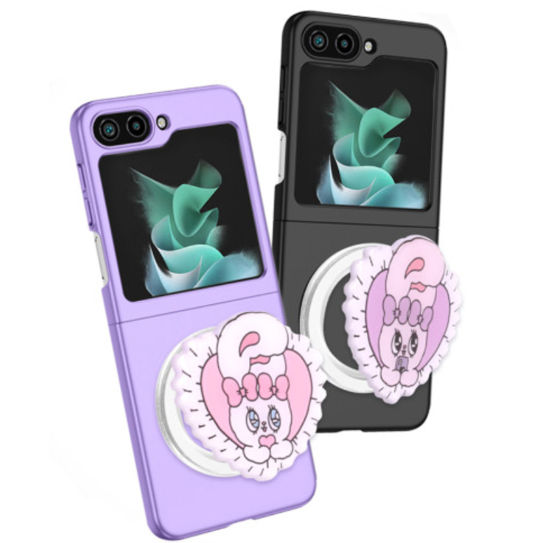 esther-bunny-เคสแข็ง-เข้ารูป-พร้อมกริปแม่เหล็ก-สําหรับ-galaxy-z-flip-5-สีดํา-สีม่วง-เนื้อด้าน-แบบบาง