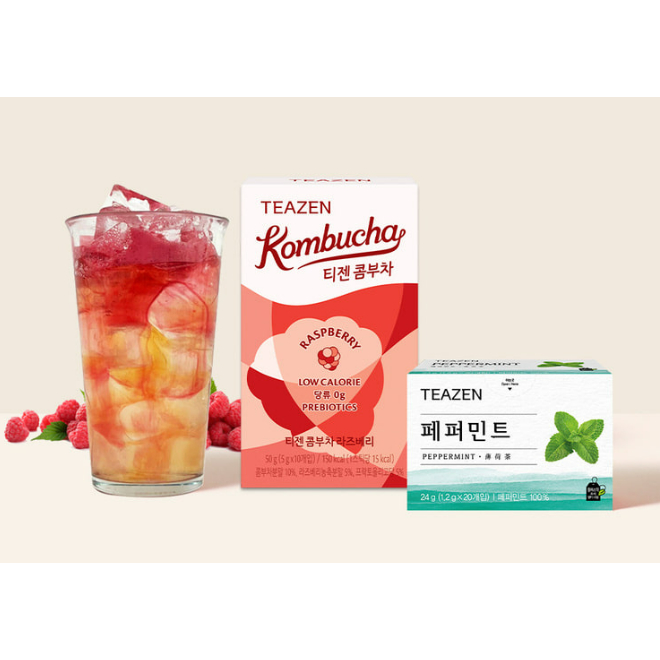 Teazen Kombucha Raspberry 10 แท่ง + ถุงชาเปปเปอร์มินต์ 20 ชิ้น | Shopee ...