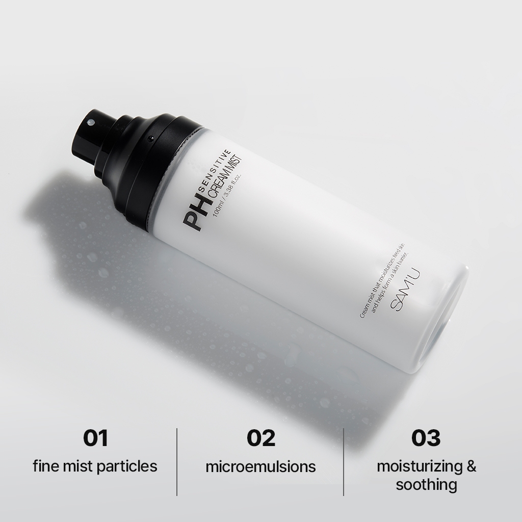 SAM'U PH Sensitive Cream Mist,  มอยเจอร์ไรเซอร์บํารุงผิวหน้ารายวันสําหรับผิวแห้งและแพ้ง่าย,  สเปรย์หมอกบนใบหน้า, หมอกเซราไมด์ที่ให้ความชุ่มชื้น | Shopee Thailand