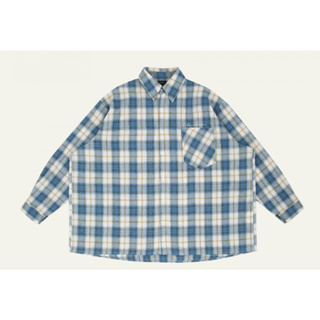 [REINSEIN] Prs BLUE CHECK SHIRTS เสื้อเบลาส์ แขนสั้น / ของแท้ 100% / สินค้าเกาหลี