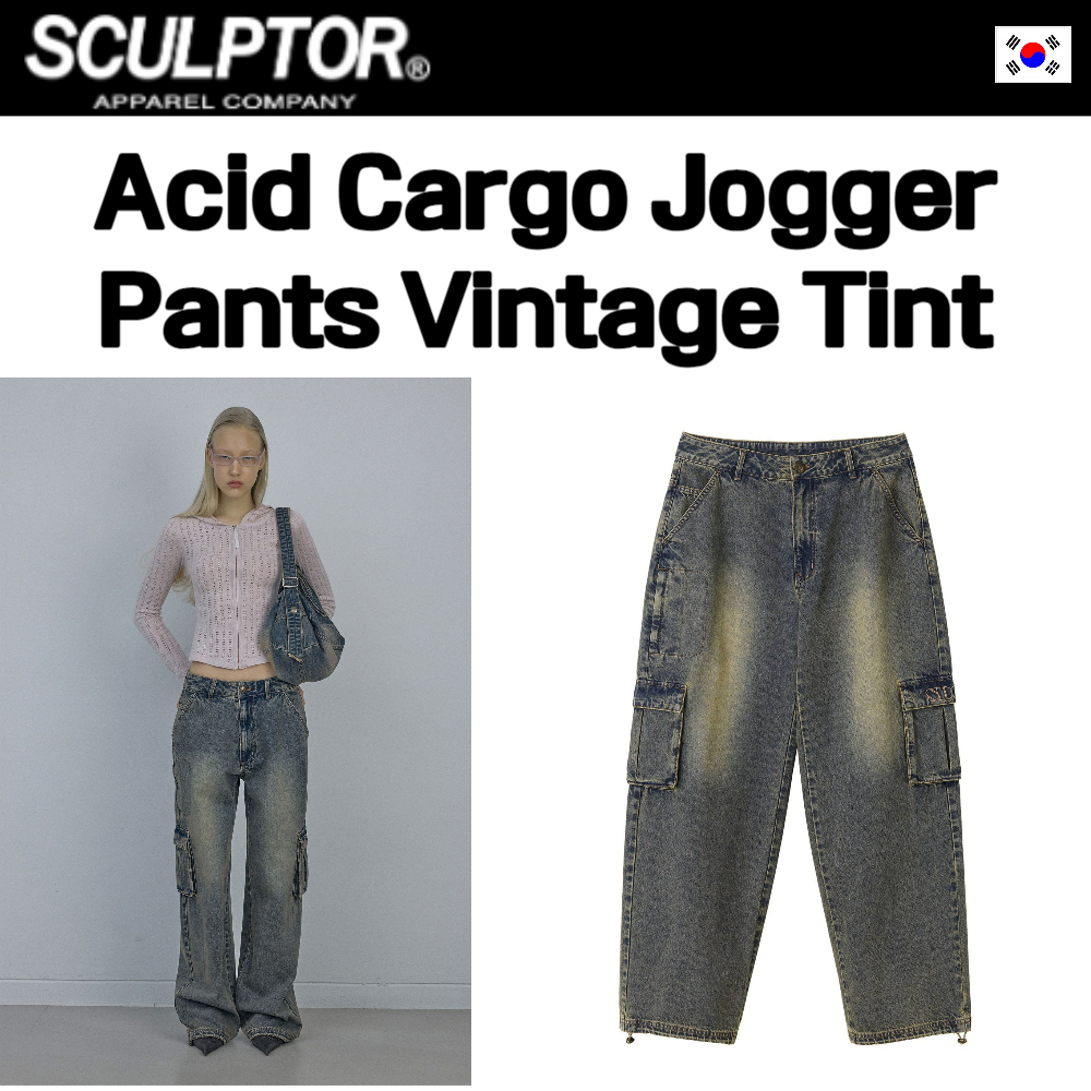 [SCULPTOR] "Acid Cargo Jogger Pants Vintage Tint" ของแท้ 100 จากเกาหลี