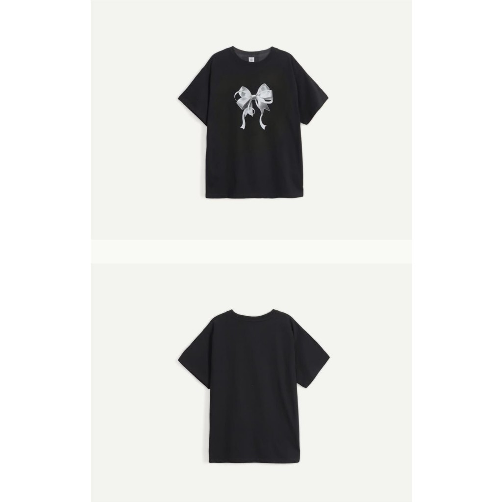 RONRON DOUBLE RIBBON BASIC FIT T SHIRT 4Color | Shopee Thailand