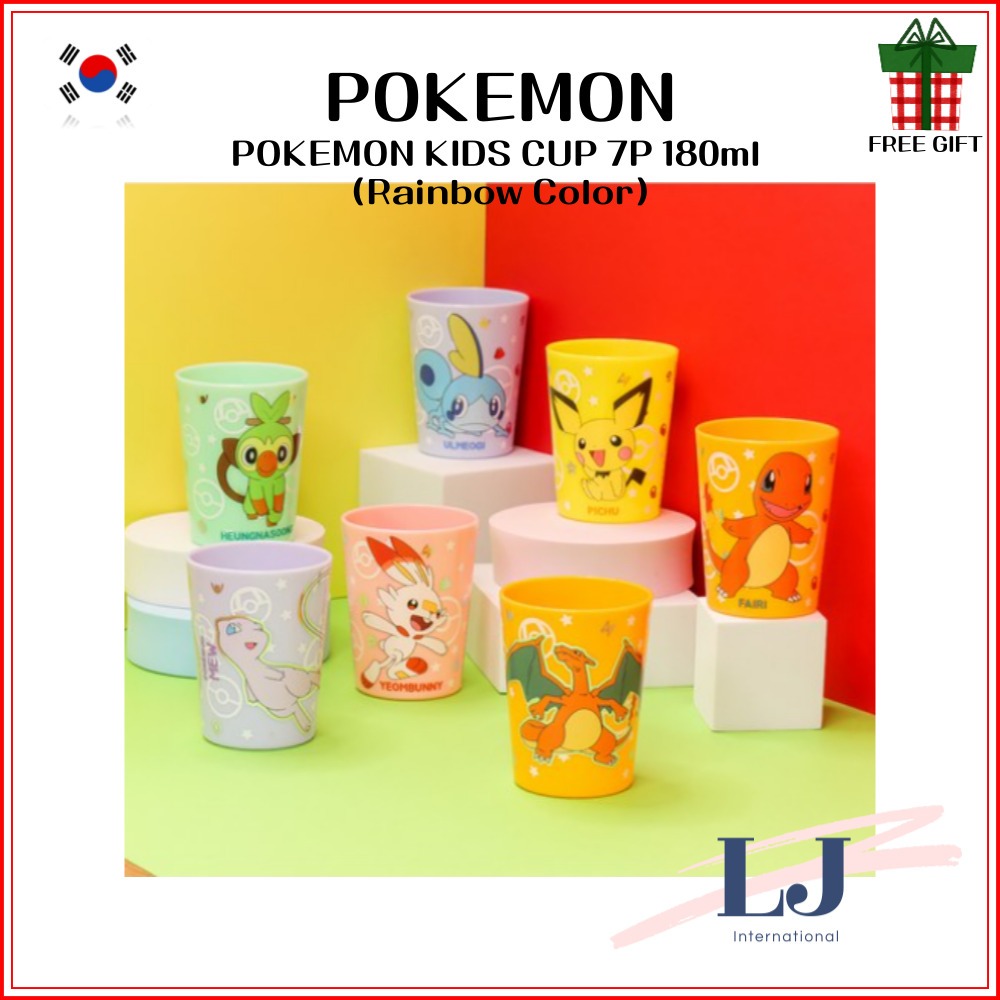 Pokemon KIDS CUP 7P ขนาด 180 มล. (สีรุ้ง) ผลิตในเกาหลี | Shopee Thailand