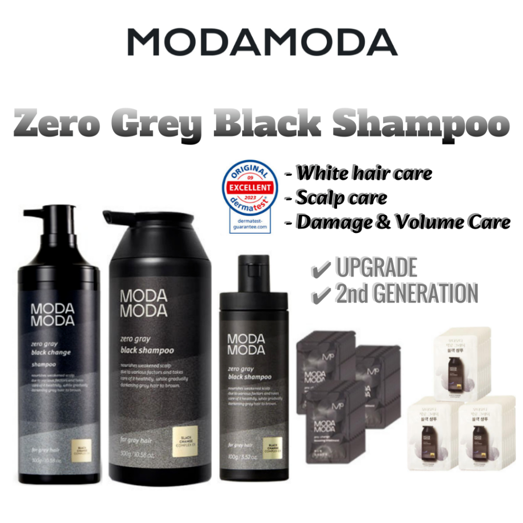ใหม่!!! [MODAMODA] Zero Grey BLACK Shampoo แชมพูปิดผมหงอก | Shopee Thailand
