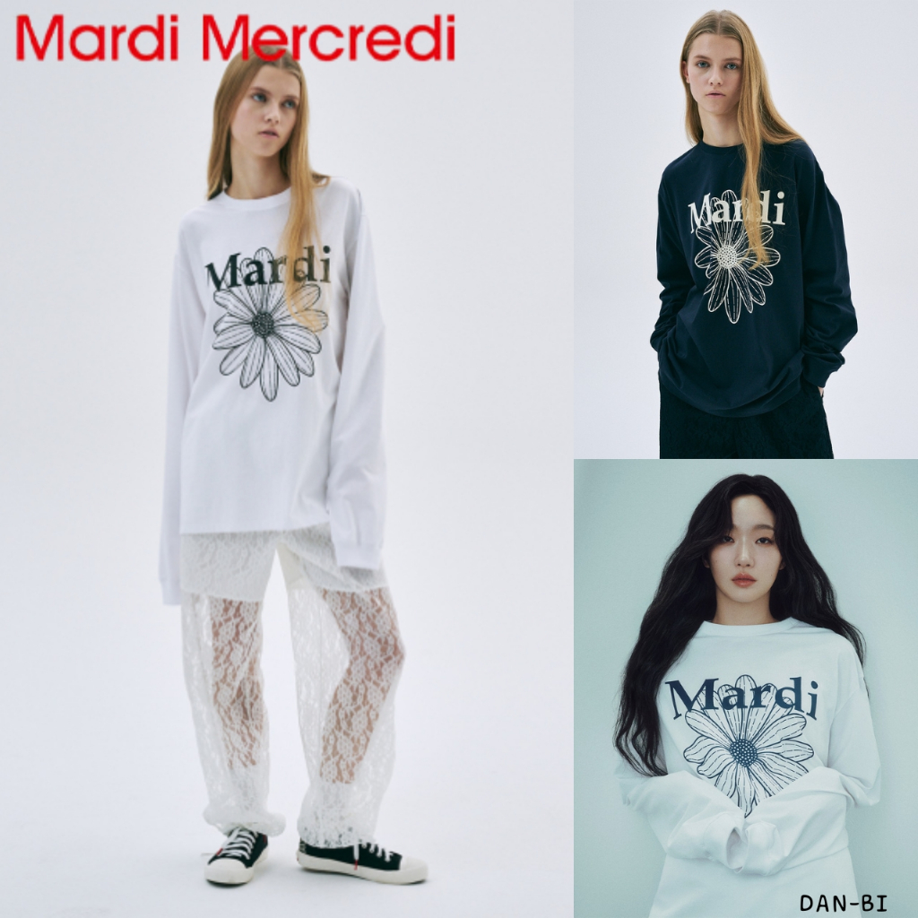 UNISEX TSHIRT LONG SLEEVE FLOWERMARDI_WHITE NAVY