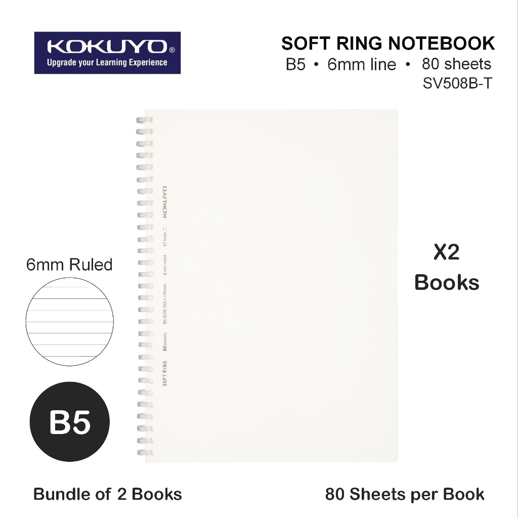 Kokuyo Soft Ring Notebook Line B5 SV508BT (ชุดหนังสือ 2 เล่ม