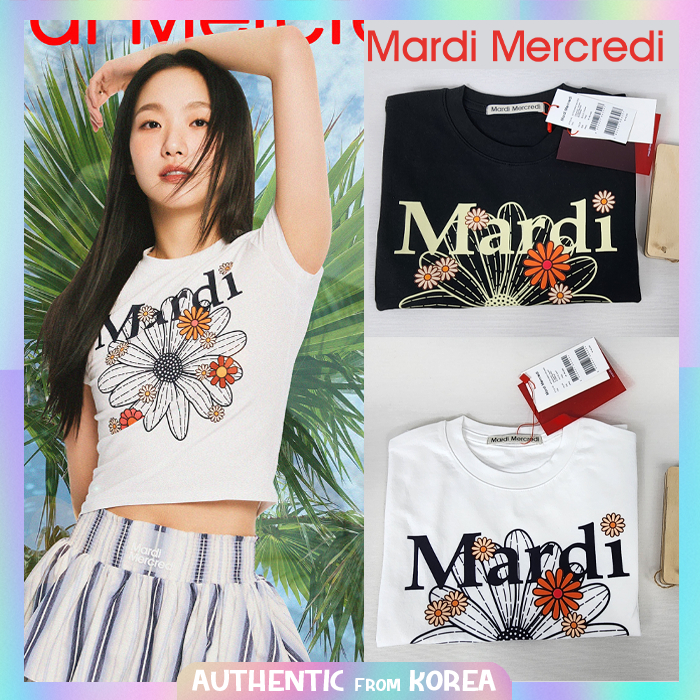 CROPPED TSHIRT FLOWERMARDI BLOSSOM_WHITE NAVY main image 0