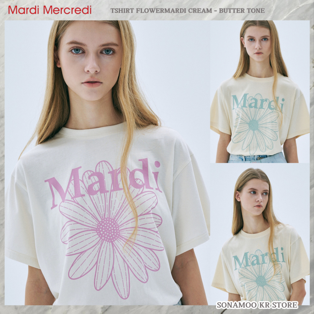 TSHIRT FLOWERMARDI_CREAM LIGHTPURPLE main image 1