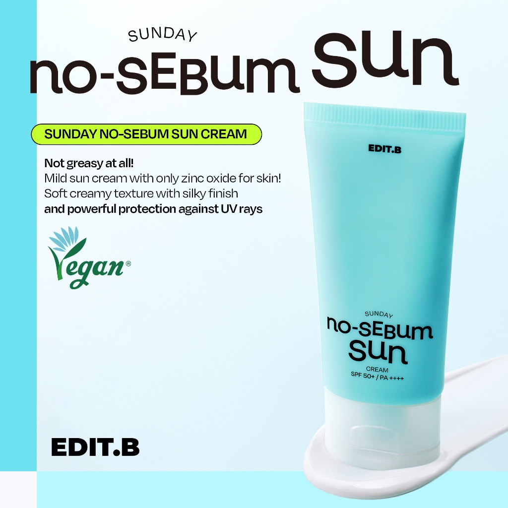 Edit.b Sunday No Sebum Sun Cream 50ml - SPF50+ PA++++, Oil-Control ...