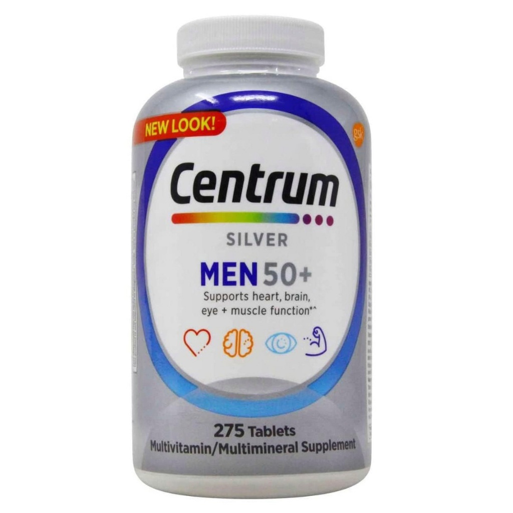 Centrum Silver Men 50+ Multivitamin for Heart, Brain & Eye Health, 275 ...