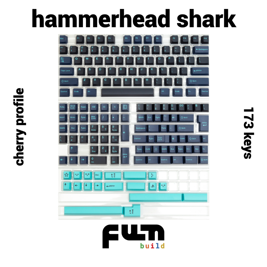 HAMMERHEAD SHARK Keycaps 173 คีย์โปรไฟล์เชอร์รี่ ABS Double-Shot เหมาะ ...