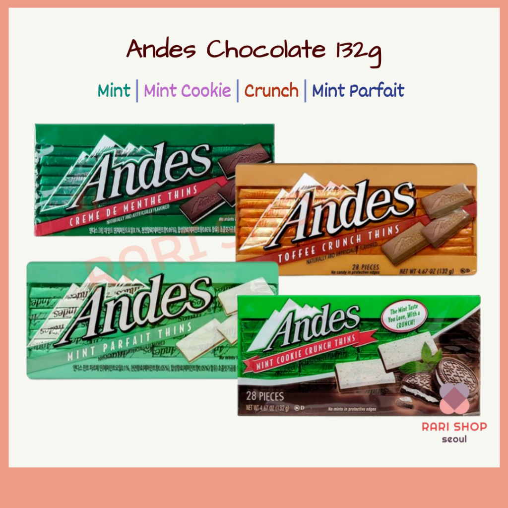 [Andes] Andes Thin Mint Chocolate 4 รูปแบบ (132g) มิ้นต์ | คุกกี้มิ้น ...