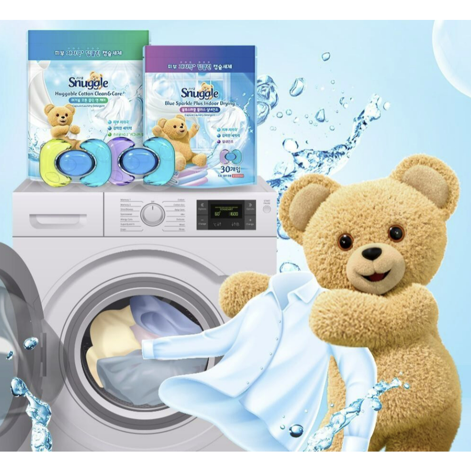Snuggle laundry Pods, น้ํายาซักผ้าแคปซูล, Huggable Cotton Clean & Care, 13 แคปซูล, 27 แคปซูล