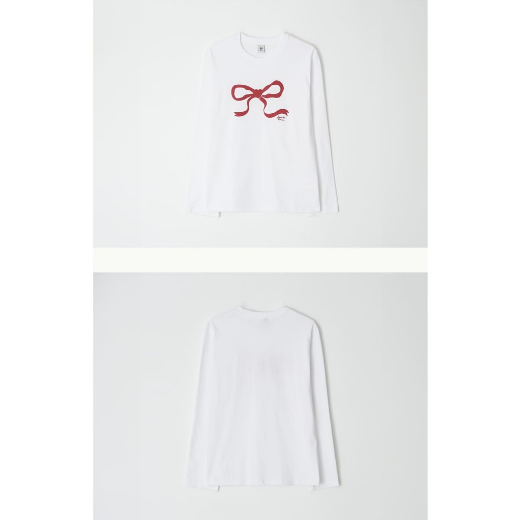 Tシャツ・カットソー RONRON EMBO HEART RIBBON BASIC FIT LONG SLEEVE 4BFK1010 EMBO HEART RIBBON BASIC FIT LONG SLEEVE BLACK - RONRON 론론