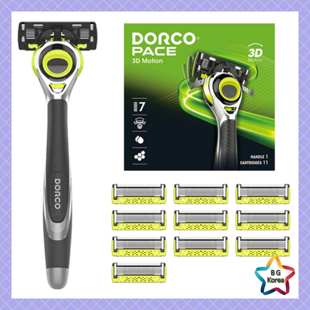 DORCO PACE 3D Motion Razor Set / 1 ด้าม + ใบมีดรีฟิล 11 ใบ / มีดโกนโกน ...