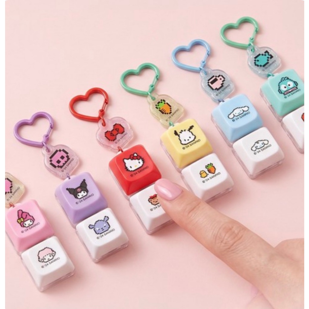Sanrio LED Click Keycap Keyring Blind Box Mini Keyboard Light-Up Charm ...