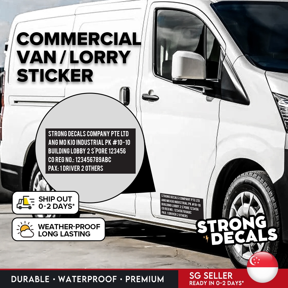 [ผู้ขาย SG] Weatherproof Commercial Van Lorry Bus Sticker Vehicle (1 ...
