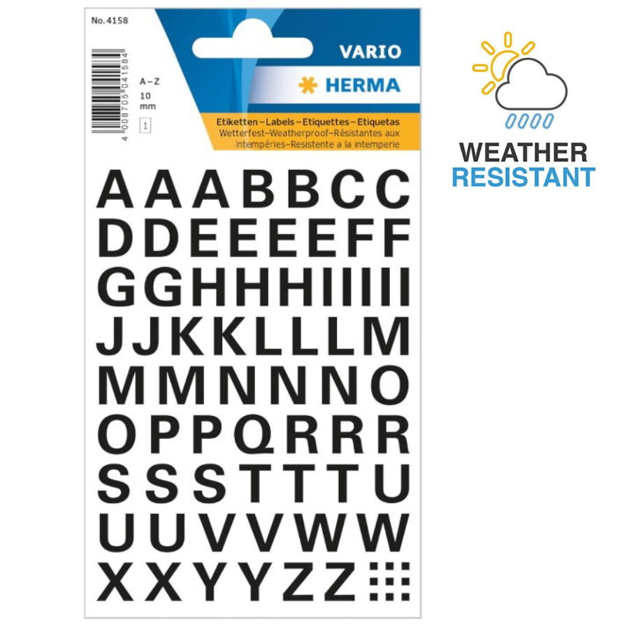 HERMA 4164 Number Stickers 0-9, Weatherproof (Font Size 15 Mm, 1 Sheet, Foil) Self-Adhesive Permanent Adhesive Number Stickers, 39 Labels, Transparent/ Black - View #14