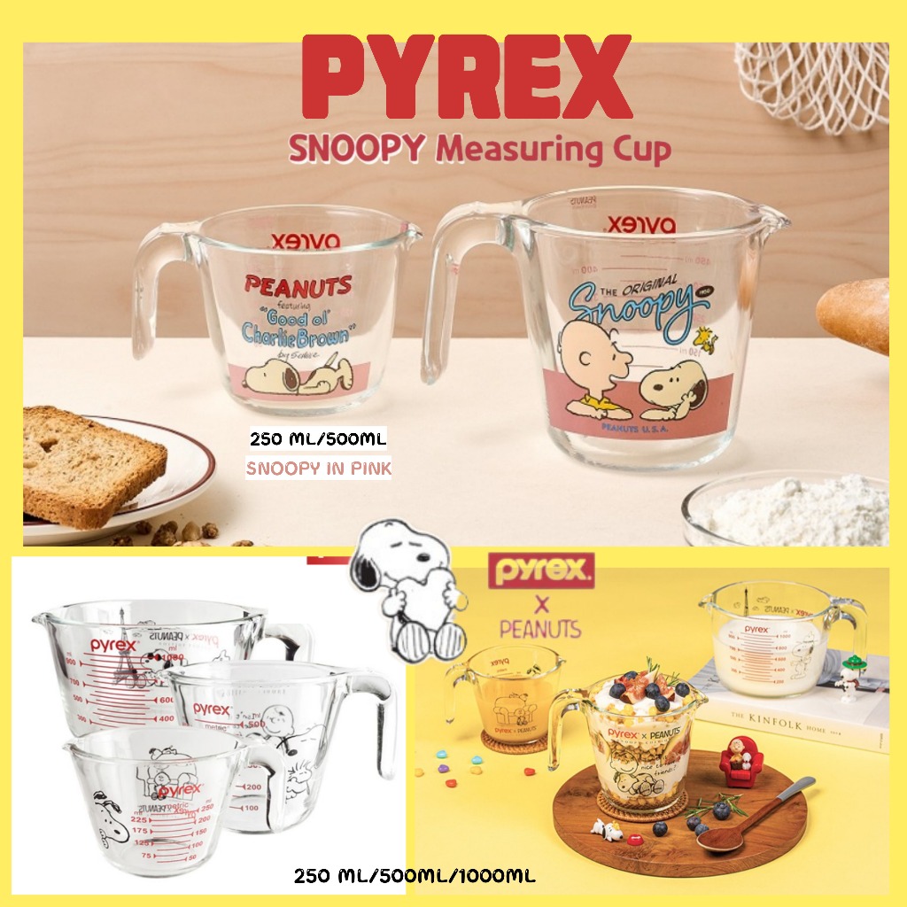 Pyrex x Snoopy Measuring Cup 250ml 500ml 1L/Shipping from KOREA ️🇰🇷 ...