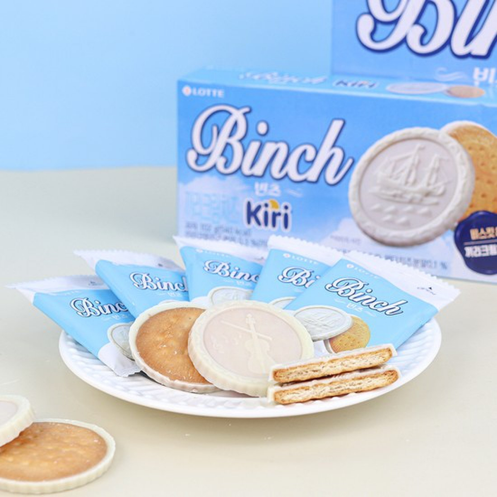 LOTTE Binch Kiri Cream Cheese Biscuit 60 Biscuits (5 กล่อง x 12 ชิ้น ...