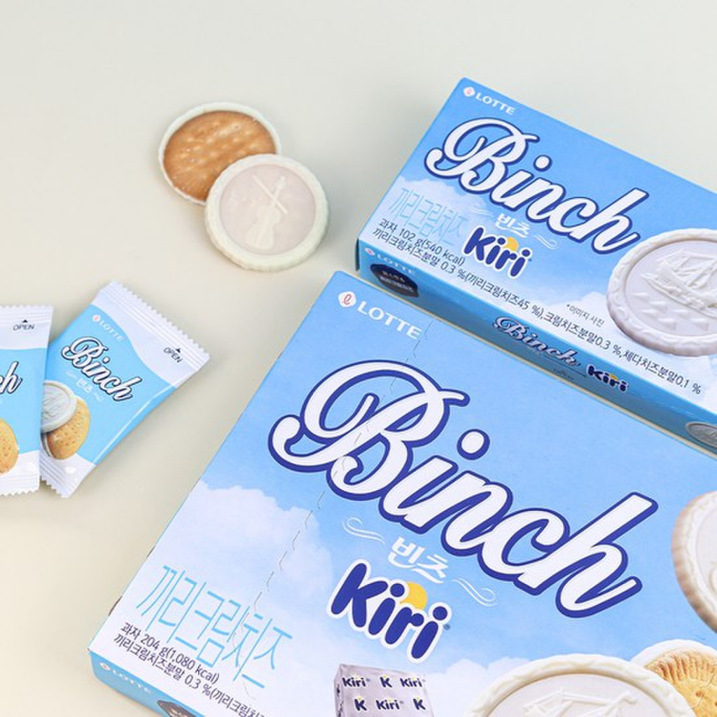 LOTTE Binch Kiri Cream Cheese Biscuit 60 Biscuits (5 กล่อง x 12 ชิ้น ...