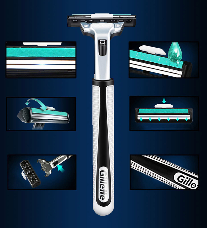 ของแท้ Gillette Vector Shaving Razor Scraper Shaving Blades | Shopee ...