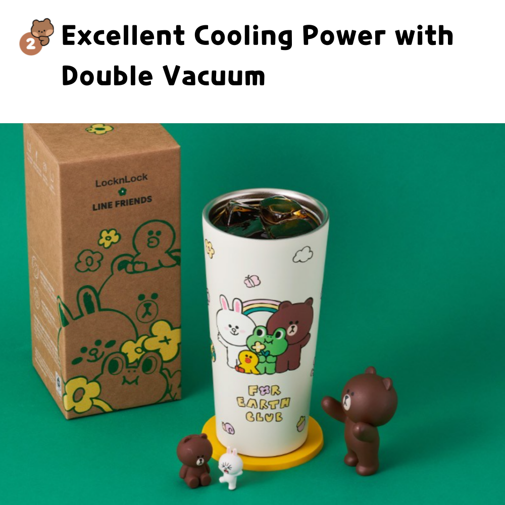 Locknlock ถ้วยแก้ว Line Friends Tumbler แก้วน้ําสแตนเลสซิลิโคน Straw ...