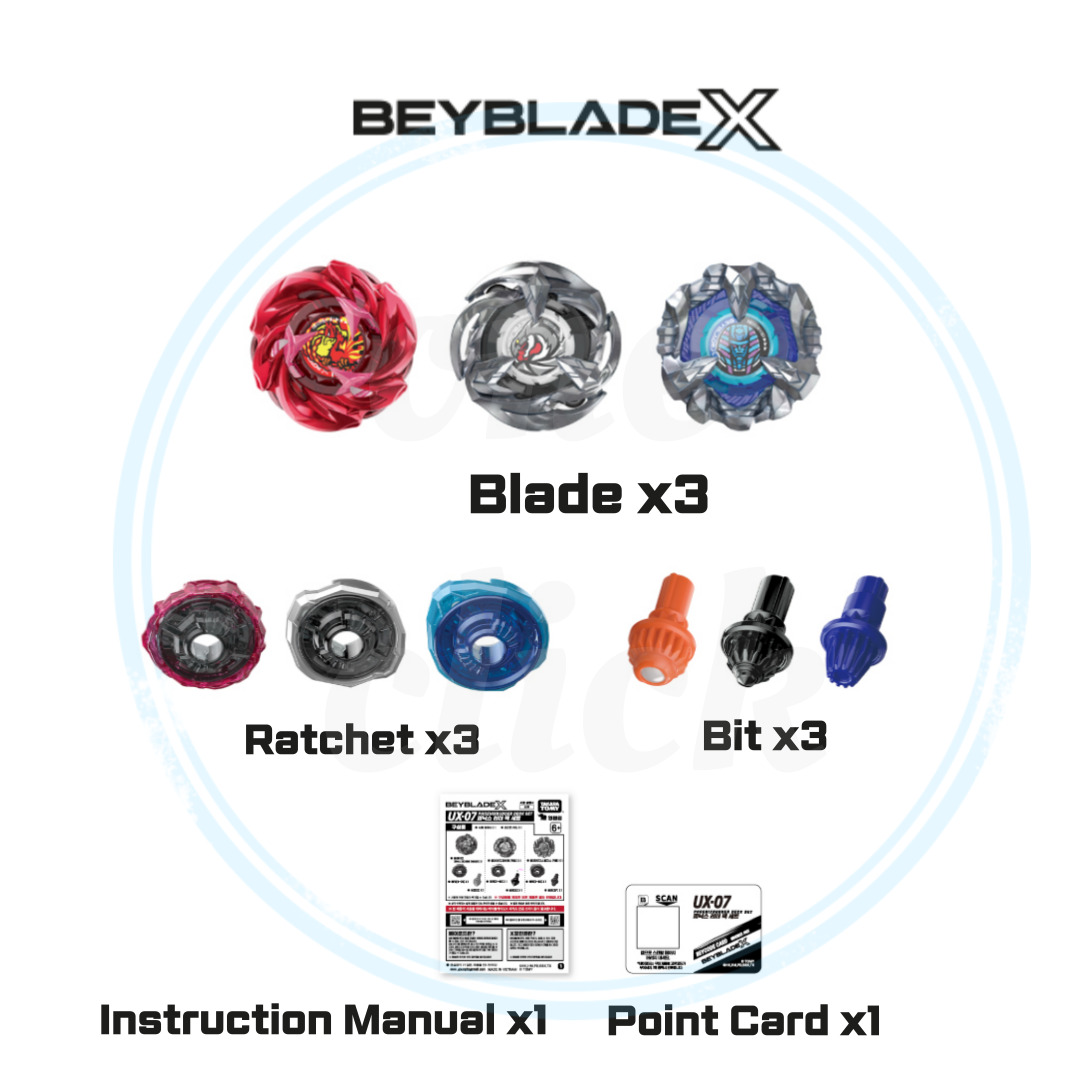 TAKARA TOMY BEYBLADE X UX-07 Phoenix Rudder Deck Set | ชุดลูกข่าง 3 ...