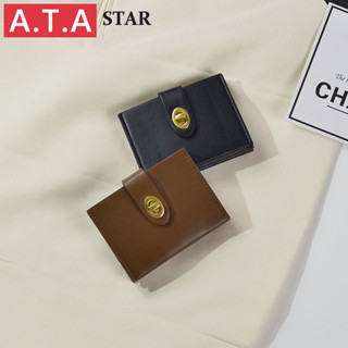A.t.a กระเป๋าสตางค์หนัง ใบสั้น ใส่เหรียญได้หลายใบ สไตล์เกาหลี ญี่ปุ่น เรียบง่าย สําหรับผู้หญิง 2023