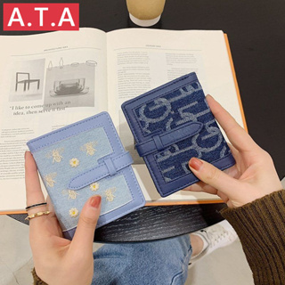 A.t.a กระเป๋าสตางค์ใบสั้น ผ้าแคนวาส ปักลายดอกกุหลาบ สไตล์ญี่ปุ่น เรียบง่าย สําหรับผู้หญิง 2022