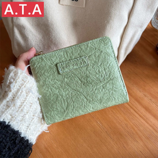 A.t.a Dongdaemun กระเป๋าสตางค์ ใบสั้น ขนาดเล็ก พับได้ สไตล์ยุโรป อเมริกัน ย้อนยุค เรียบง่าย สําหรับผู้หญิง